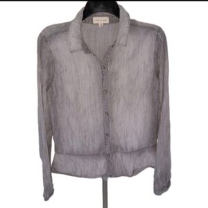 Cloth & Stone Gray Tencel Peplum Button Front Shirt Medium